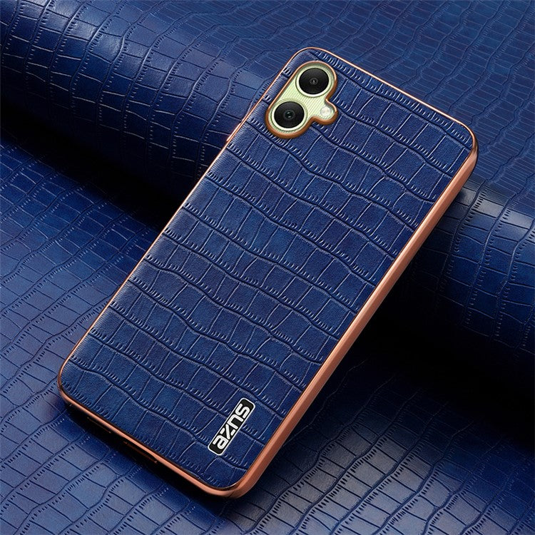 AZNS For Samsung Galaxy A06 Case Electroplating Crocodile Texture PU+TPU Phone Cover - Blue