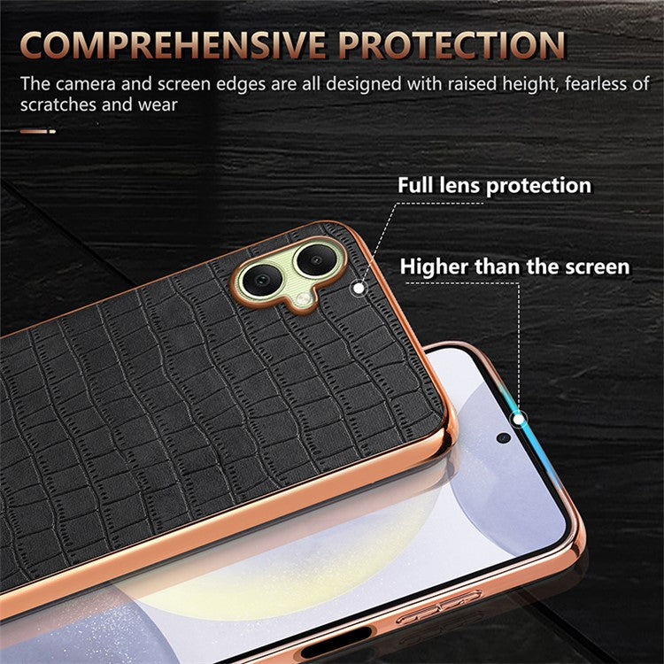 AZNS For Samsung Galaxy A06 Case Electroplating Crocodile Texture PU+TPU Phone Cover - Blue