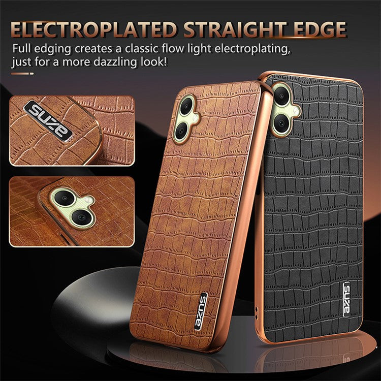 AZNS For Samsung Galaxy A06 Case Electroplating Crocodile Texture PU+TPU Phone Cover - Blue