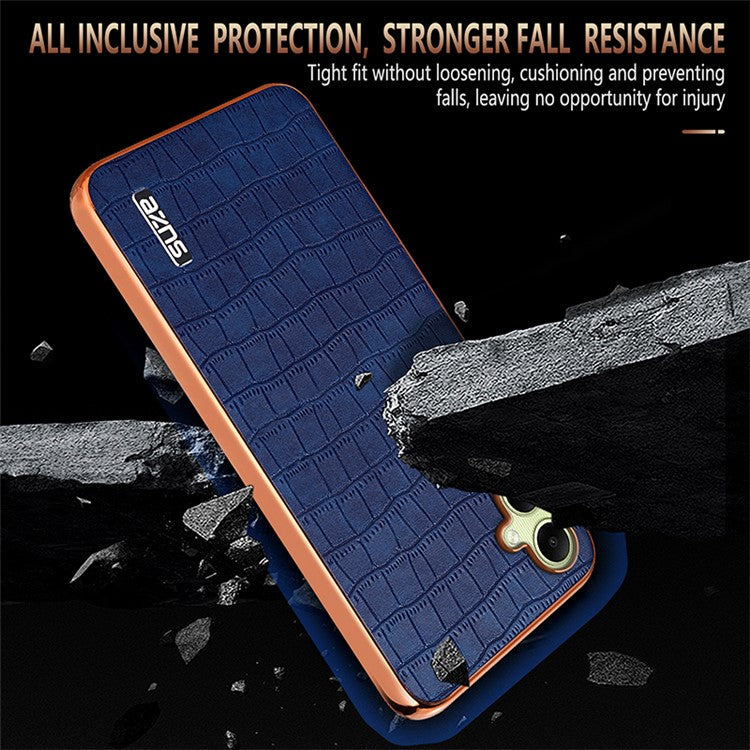 AZNS For Samsung Galaxy A06 Case Electroplating Crocodile Texture PU+TPU Phone Cover - Blue