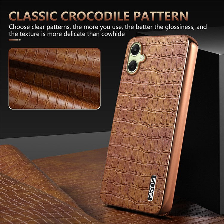 AZNS For Samsung Galaxy A06 Case Electroplating Crocodile Texture PU+TPU Phone Cover - Blue