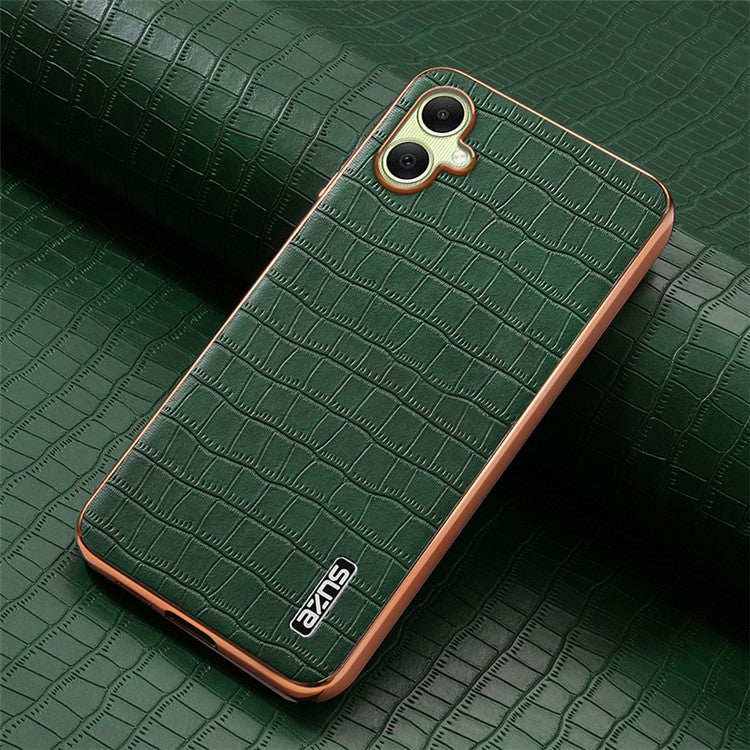 AZNS For Samsung Galaxy A06 Case Electroplating Crocodile Texture PU+TPU Phone Cover - Green