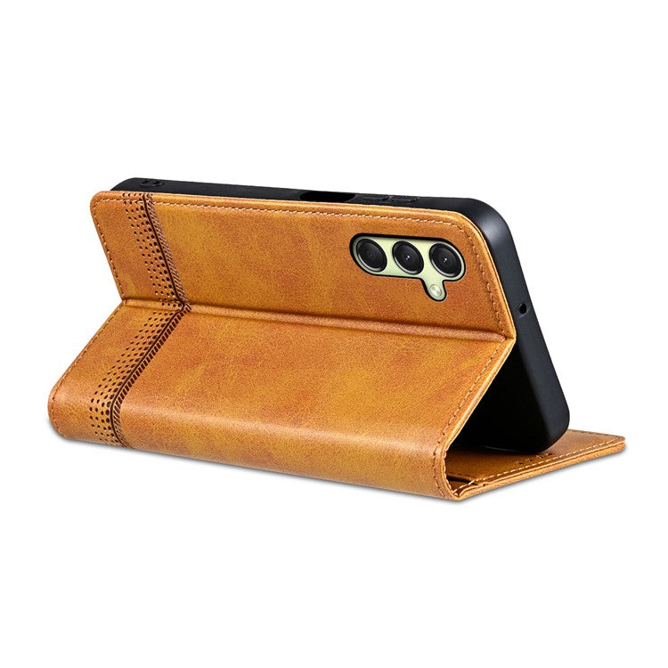 AZNS For Samsung Galaxy A16 5G / A16 4G Case Cowhide Texture PU Leather Wallet Phone Cover - Brown