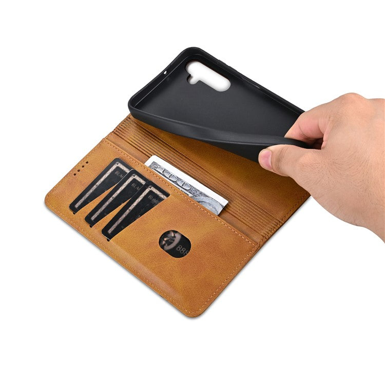 AZNS For Samsung Galaxy A16 5G / A16 4G Case Cowhide Texture PU Leather Wallet Phone Cover - Brown