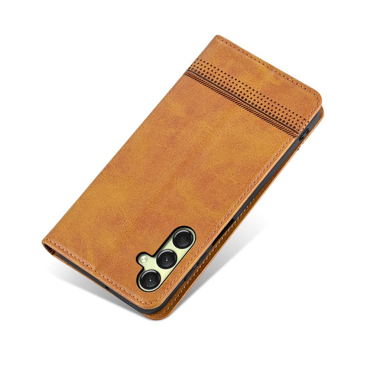 AZNS For Samsung Galaxy A16 5G / A16 4G Case Cowhide Texture PU Leather Wallet Phone Cover - Brown