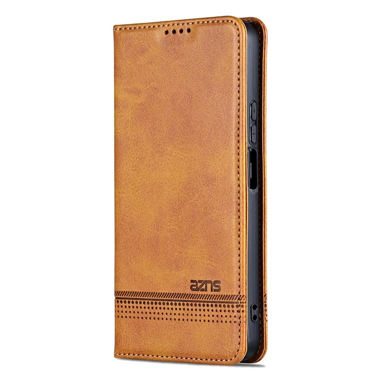 AZNS For Samsung Galaxy A16 5G / A16 4G Case Cowhide Texture PU Leather Wallet Phone Cover - Brown