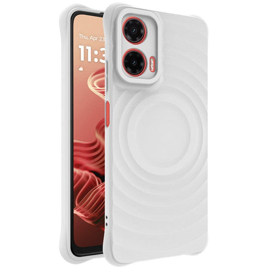 IMAK UC-6 Series for Motorola Moto G35 5G Case Water Drop Texture Anti-Skid Matte TPU Cover - Matte White
