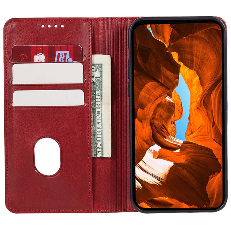 For Xiaomi 14T Pro Case Strong Magnetic PU Leather Phone Cover Calf Texture - Red