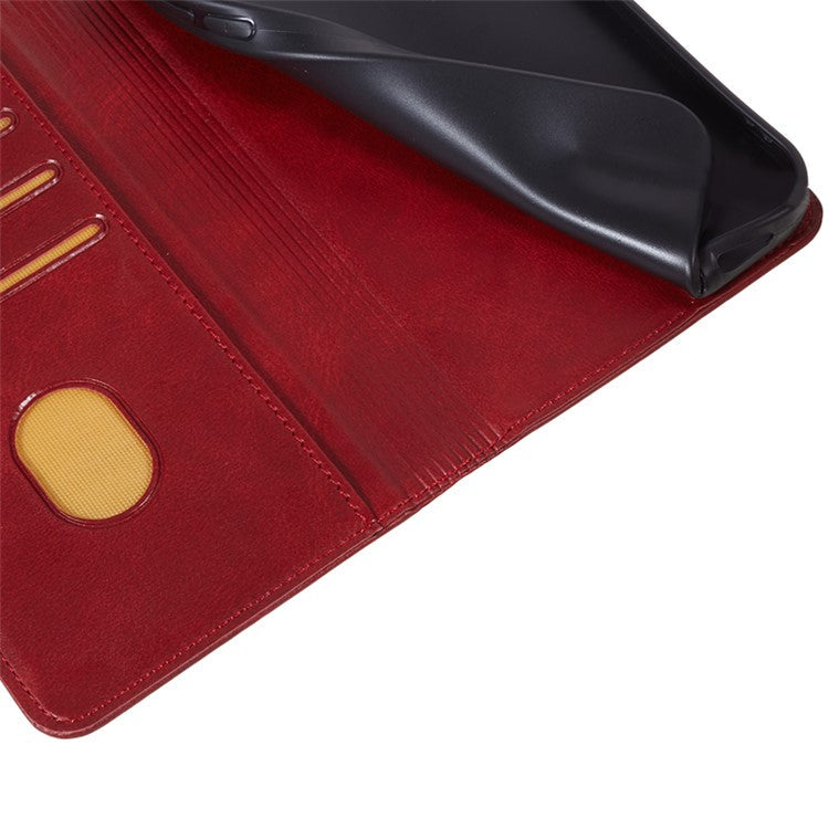 For Xiaomi 14T Pro Case Strong Magnetic PU Leather Phone Cover Calf Texture - Red