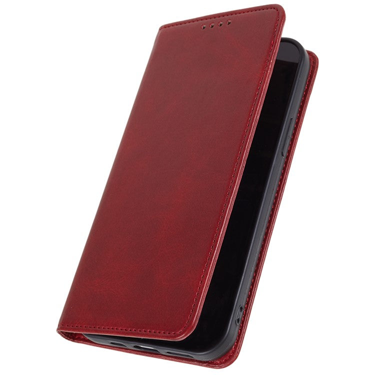 For Xiaomi 14T Pro Case Strong Magnetic PU Leather Phone Cover Calf Texture - Red