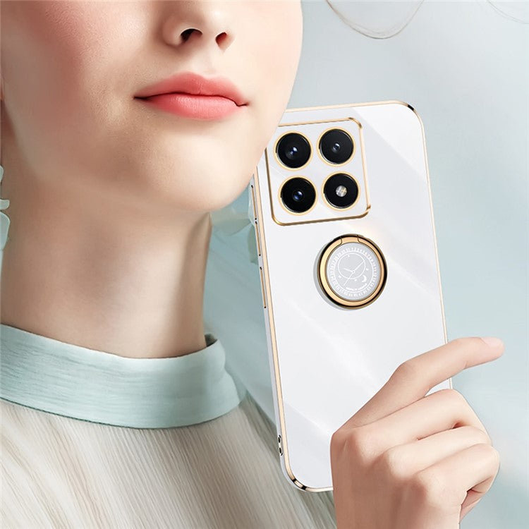 XINLI For Xiaomi 14T Pro Case Ring Kickstand Electroplating TPU Phone Cover - Purple
