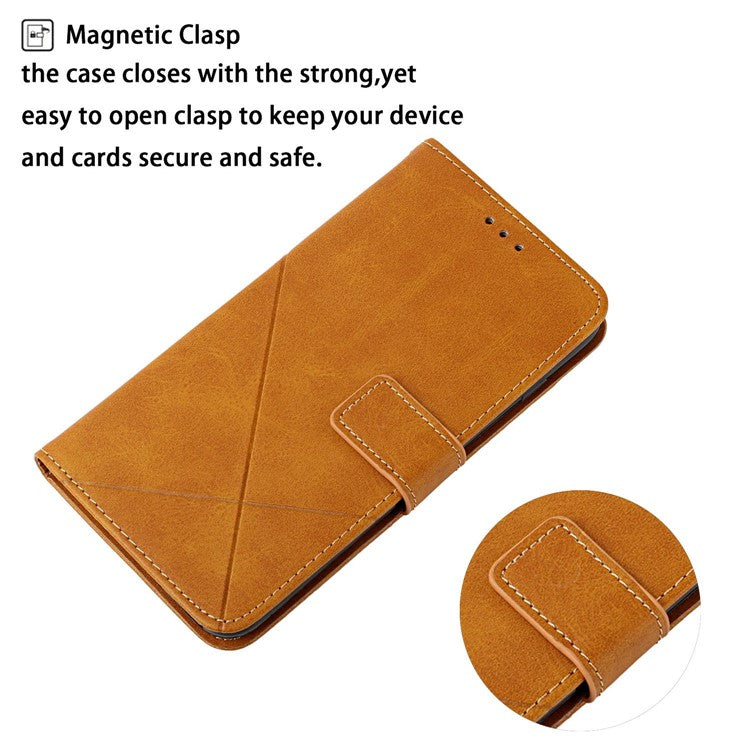 For Xiaomi 14T Pro Leather Case Line Pattern Wallet Phone Cover - Yellow