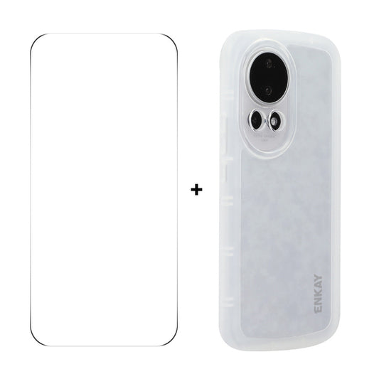 ENKAY For Huawei nova 12 5G ENKAY HAT PRINCE Case Four Corners Shockproof Matte TPU Phone Cover + 9H Glass Protector - White