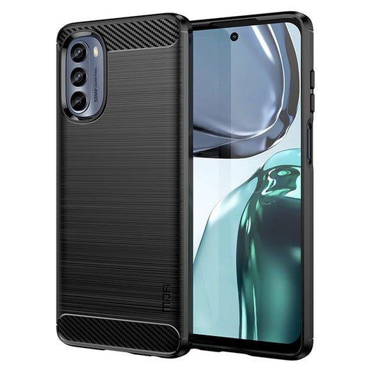 MOFI JK TPU Series-1 for Motorola Moto G62 5G Anti-scratch Brushed Surface Soft TPU Drop-proof Case Carbon Fiber Phone Shell - Black