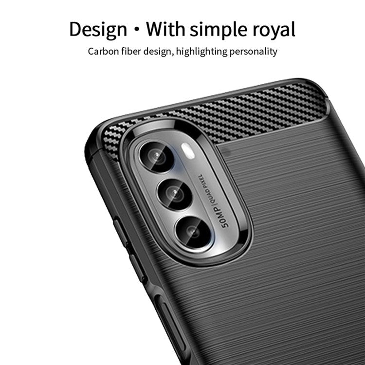 MOFI JK TPU Series-1 for Motorola Moto G62 5G Anti-scratch Brushed Surface Soft TPU Drop-proof Case Carbon Fiber Phone Shell - Red