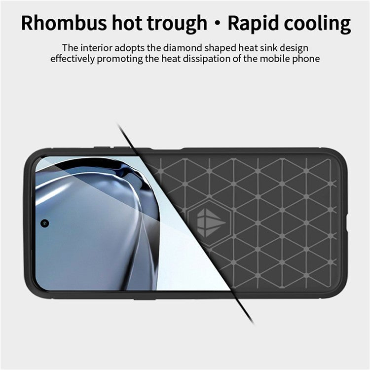 MOFI JK TPU Series-1 for Motorola Moto G62 5G Anti-scratch Brushed Surface Soft TPU Drop-proof Case Carbon Fiber Phone Shell - Red