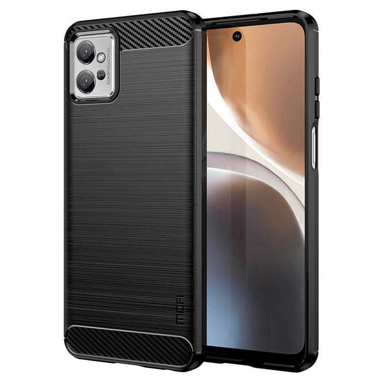 MOFI JK TPU Series-1 for Motorola Moto G32 4G Brushed Surface Soft TPU Case Anti-scratch Carbon Fiber Phone Back Cover - Black