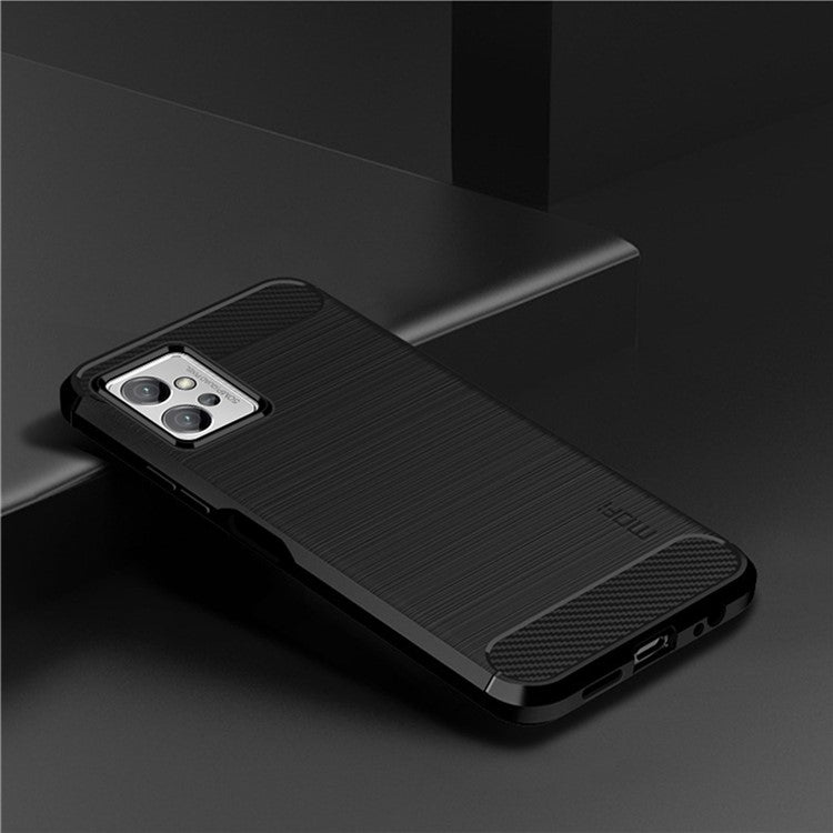 MOFI JK TPU Series-1 for Motorola Moto G32 4G Brushed Surface Soft TPU Case Anti-scratch Carbon Fiber Phone Back Cover - Black