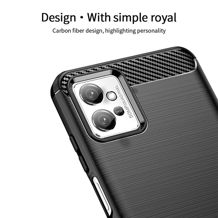 MOFI JK TPU Series-1 for Motorola Moto G32 4G Brushed Surface Soft TPU Case Anti-scratch Carbon Fiber Phone Back Cover - Black
