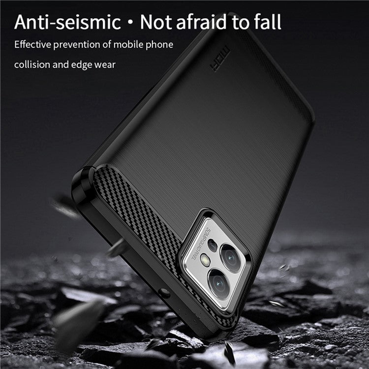 MOFI JK TPU Series-1 for Motorola Moto G32 4G Brushed Surface Soft TPU Case Anti-scratch Carbon Fiber Phone Back Cover - Black