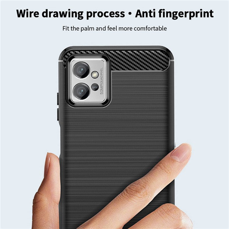 MOFI JK TPU Series-1 for Motorola Moto G32 4G Brushed Surface Soft TPU Case Anti-scratch Carbon Fiber Phone Back Cover - Black