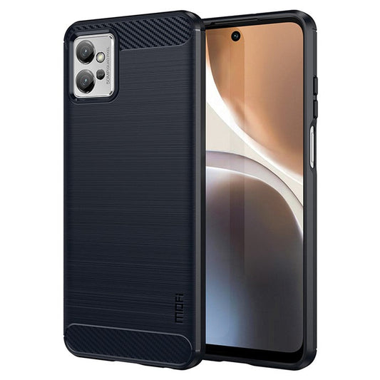 MOFI JK TPU Series-1 for Motorola Moto G32 4G Brushed Surface Soft TPU Case Anti-scratch Carbon Fiber Phone Back Cover - Blue