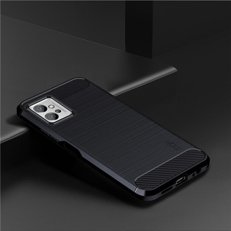 MOFI JK TPU Series-1 for Motorola Moto G32 4G Brushed Surface Soft TPU Case Anti-scratch Carbon Fiber Phone Back Cover - Blue