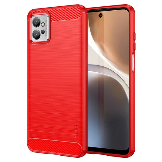 MOFI JK TPU Series-1 for Motorola Moto G32 4G Brushed Surface Soft TPU Case Anti-scratch Carbon Fiber Phone Back Cover - Red