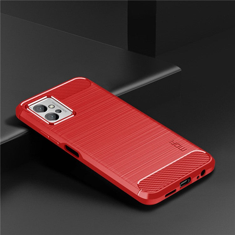 MOFI JK TPU Series-1 for Motorola Moto G32 4G Brushed Surface Soft TPU Case Anti-scratch Carbon Fiber Phone Back Cover - Red