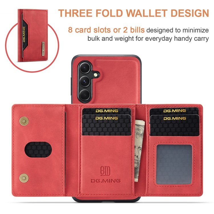 DG.MING M2 Series for Samsung Galaxy A16 5G / A16 4G Case PU+PC+TPU Phone Cover Detachable Wallet - Red