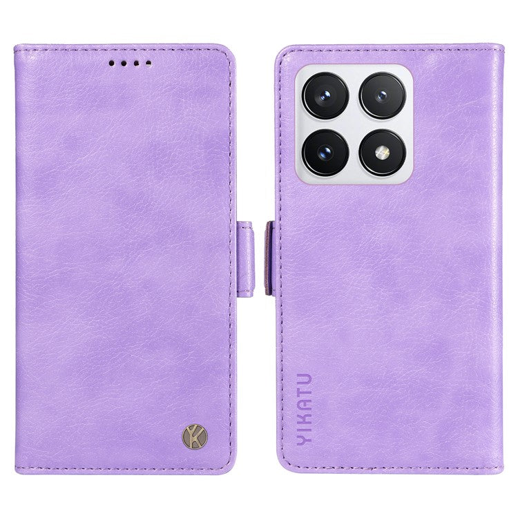 YIKATU YK-007 For Xiaomi 14T Pro Case Side Buckle PU Leather Phone Cover Litchi Texture - Purple