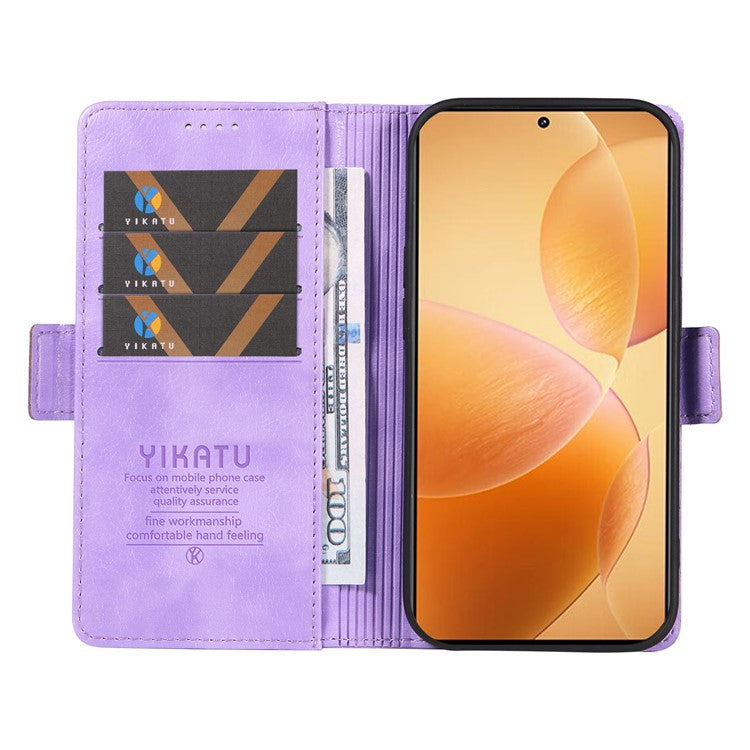 YIKATU YK-007 For Xiaomi 14T Pro Case Side Buckle PU Leather Phone Cover Litchi Texture - Purple