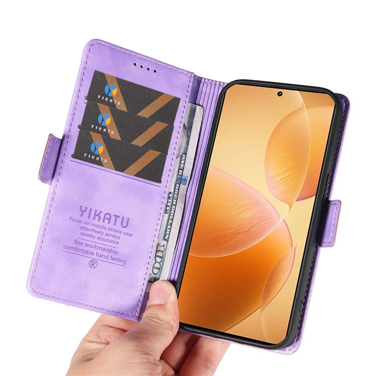 YIKATU YK-007 For Xiaomi 14T Pro Case Side Buckle PU Leather Phone Cover Litchi Texture - Purple