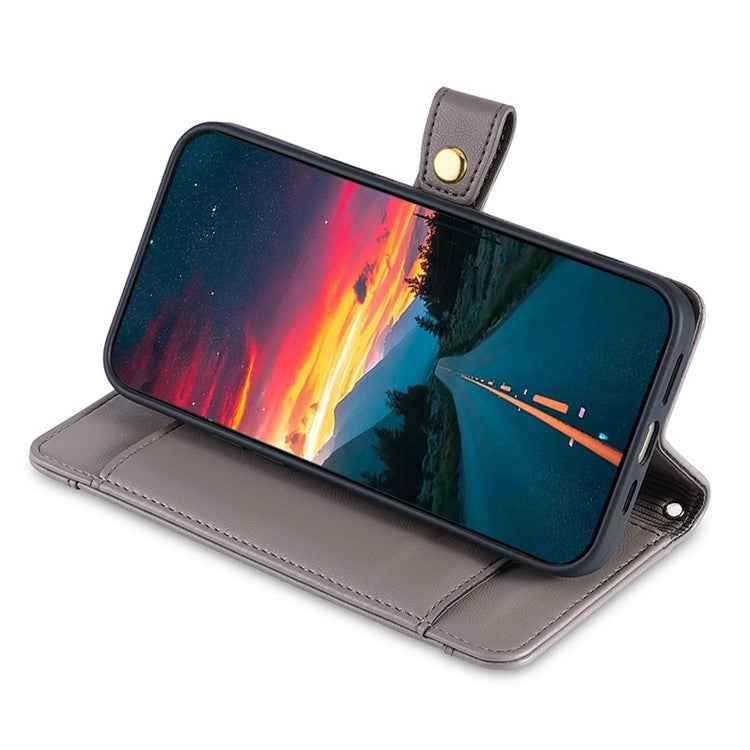 For Motorola Edge (2024) 5G Case PU Leather Crossbody Phone Cover with Zipper Pocket Wallet - Grey