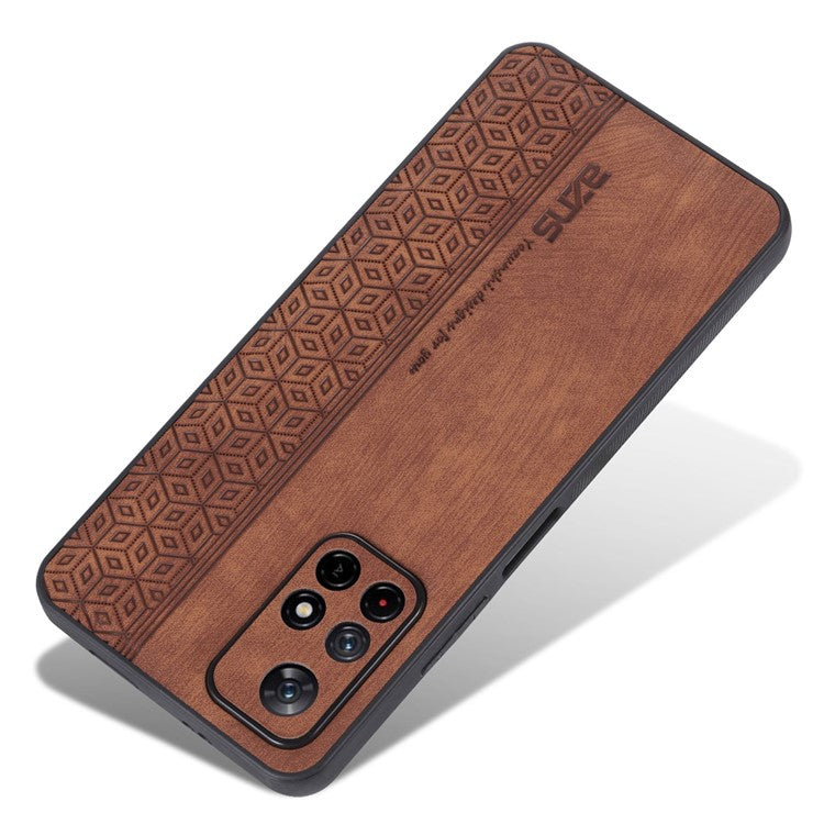 AZNS For Xiaomi Redmi Note 11T 5G / Note 11S 5G / Note 11 5G (MediaTek) / Poco M4 Pro 5G Imprinted Pattern Phone Cover Leather Coated TPU Case - Brown
