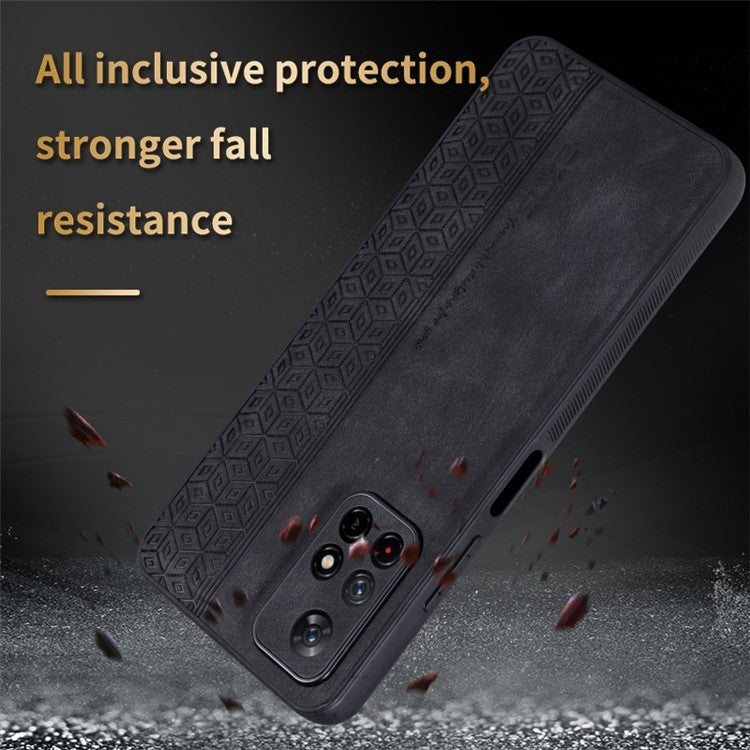 AZNS For Xiaomi Redmi Note 11T 5G / Note 11S 5G / Note 11 5G (MediaTek) / Poco M4 Pro 5G Imprinted Pattern Phone Cover Leather Coated TPU Case - Brown
