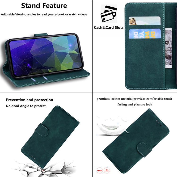 For Xiaomi Redmi Note 14 5G Case Solid Color Leather Wallet Phone Cover - Green