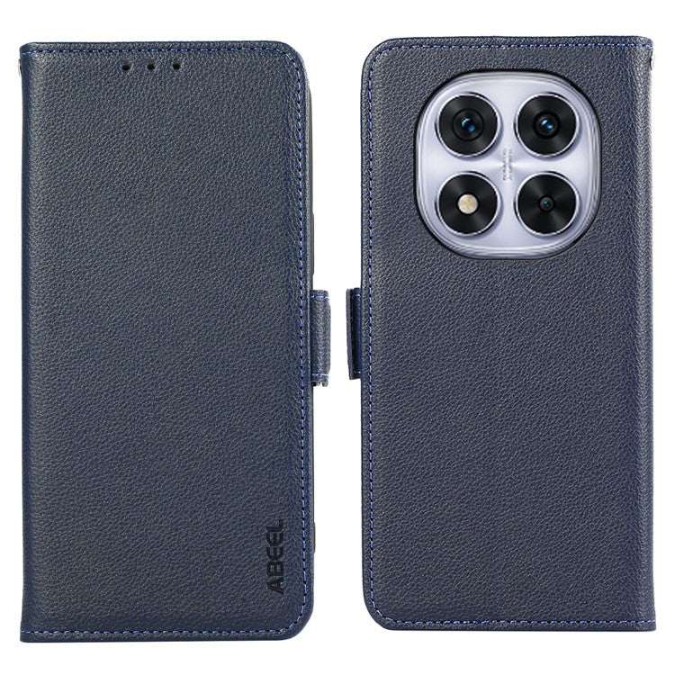 ABEEL For Xiaomi Redmi Note 14 Pro 4G Case Litchi Texture Leather RFID Blocking Phone Cover - Blue