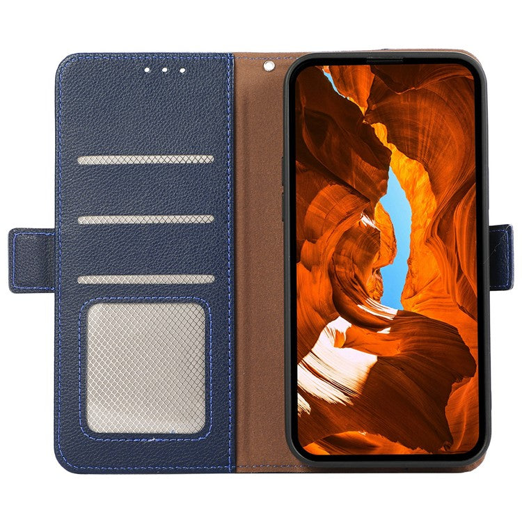 ABEEL For Xiaomi Redmi Note 14 Pro 4G Case Litchi Texture Leather RFID Blocking Phone Cover - Blue
