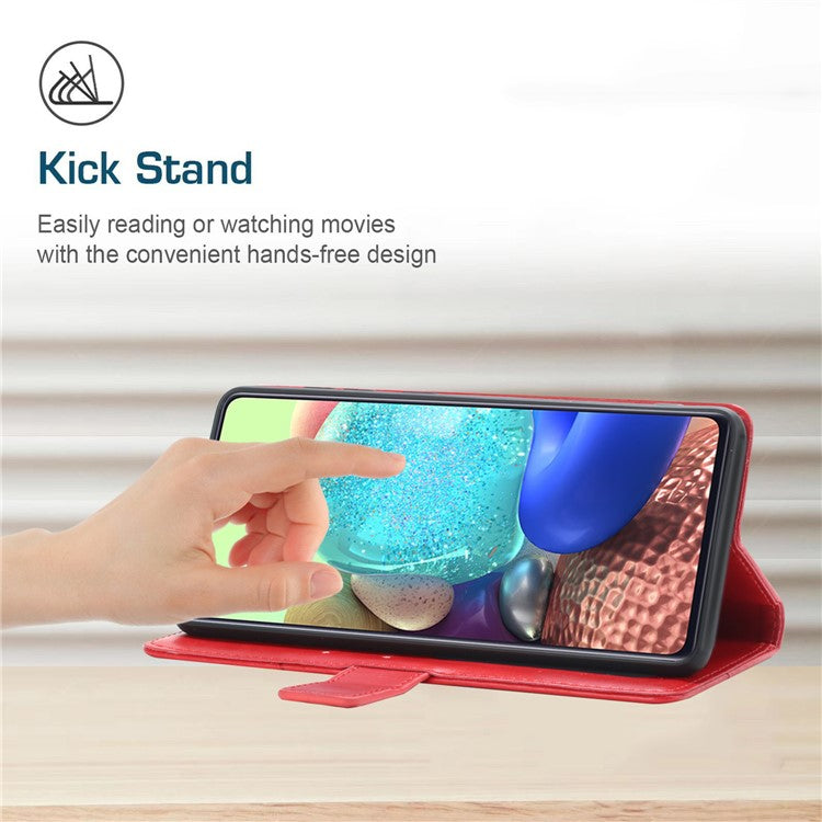 HT01 For Xiaomi Redmi Note 14 Pro+ 5G / Note 14 Pro 5G / Poco X7 5G Case Y-Shaped Lines Imprint Leather Phone Cover - Red