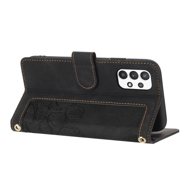 For Samsung Galaxy A53 5G Case Tulip Leather Phone Cover with 5 Card Slots Wallet - Black