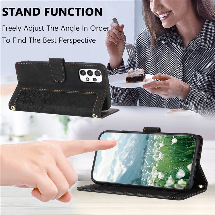 For Samsung Galaxy A53 5G Case Tulip Leather Phone Cover with 5 Card Slots Wallet - Black