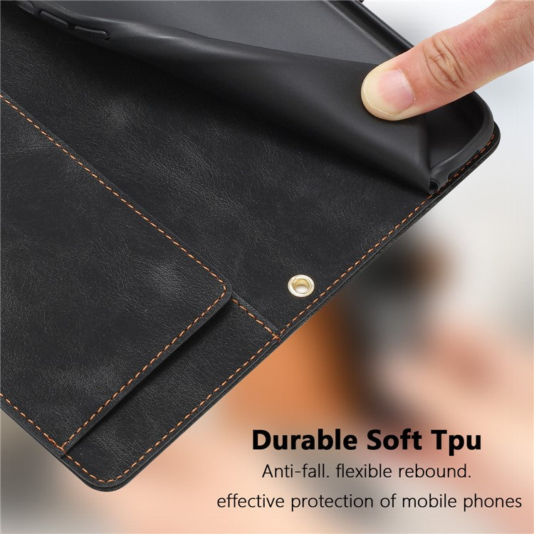 For Samsung Galaxy A53 5G Case Tulip Leather Phone Cover with 5 Card Slots Wallet - Black