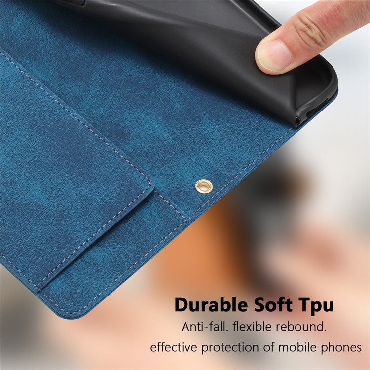 For Samsung Galaxy A55 5G Case Tulip Leather Phone Cover with 5 Card Slots Wallet - Blue
