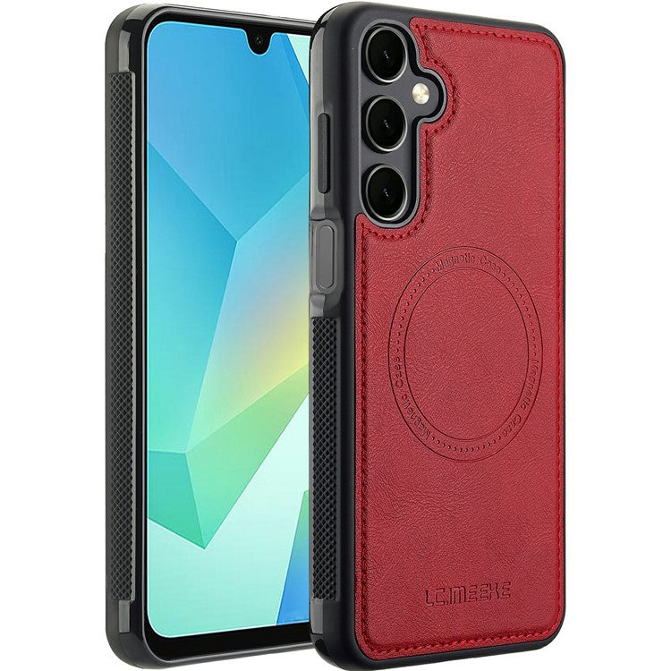 LC.IMEEKE For Samsung Galaxy A15 4G / 5G Magnetic Case Compatible with MagSafe Leather+TPU Back Cover - Red