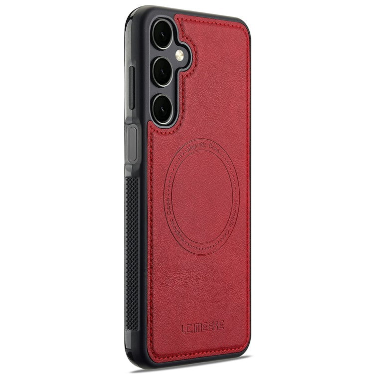 LC.IMEEKE For Samsung Galaxy A15 4G / 5G Magnetic Case Compatible with MagSafe Leather+TPU Back Cover - Red