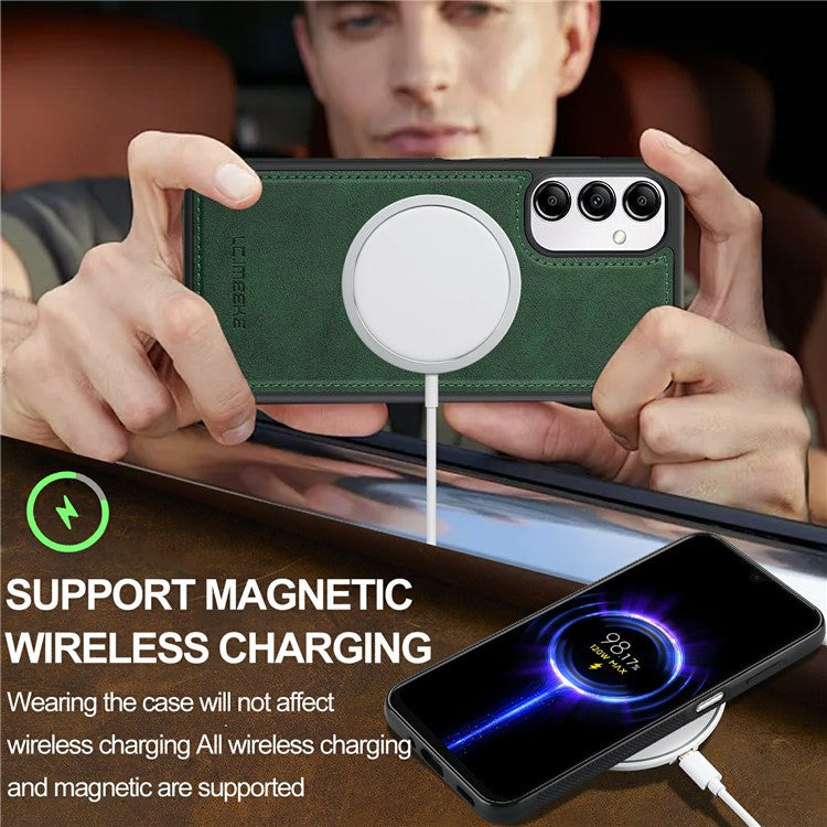 LC.IMEEKE For Samsung Galaxy A34 5G Magnetic Case Compatible with MagSafe Leather+TPU Back Cover - Green