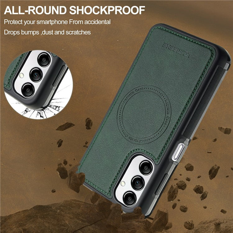 LC.IMEEKE For Samsung Galaxy A34 5G Magnetic Case Compatible with MagSafe Leather+TPU Back Cover - Green