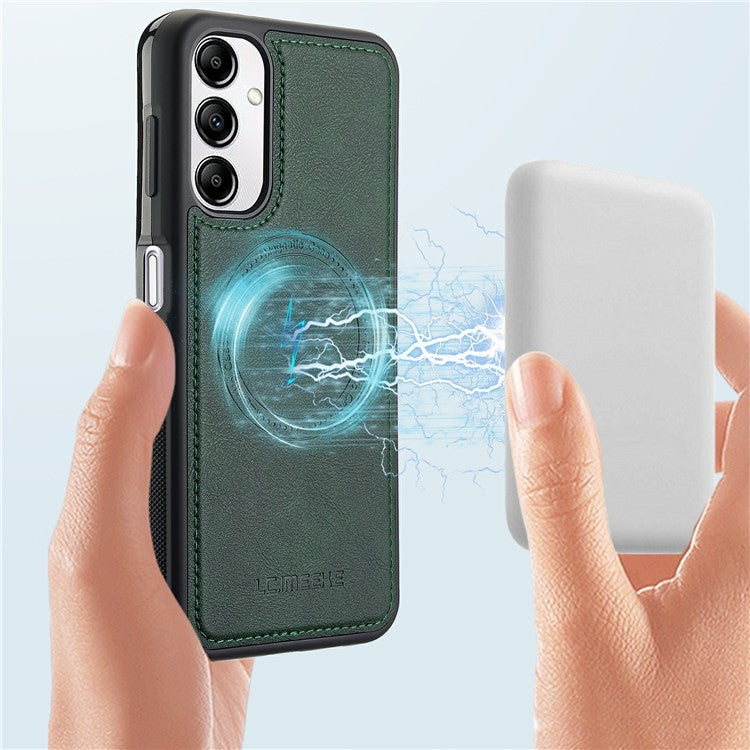 LC.IMEEKE For Samsung Galaxy A34 5G Magnetic Case Compatible with MagSafe Leather+TPU Back Cover - Green