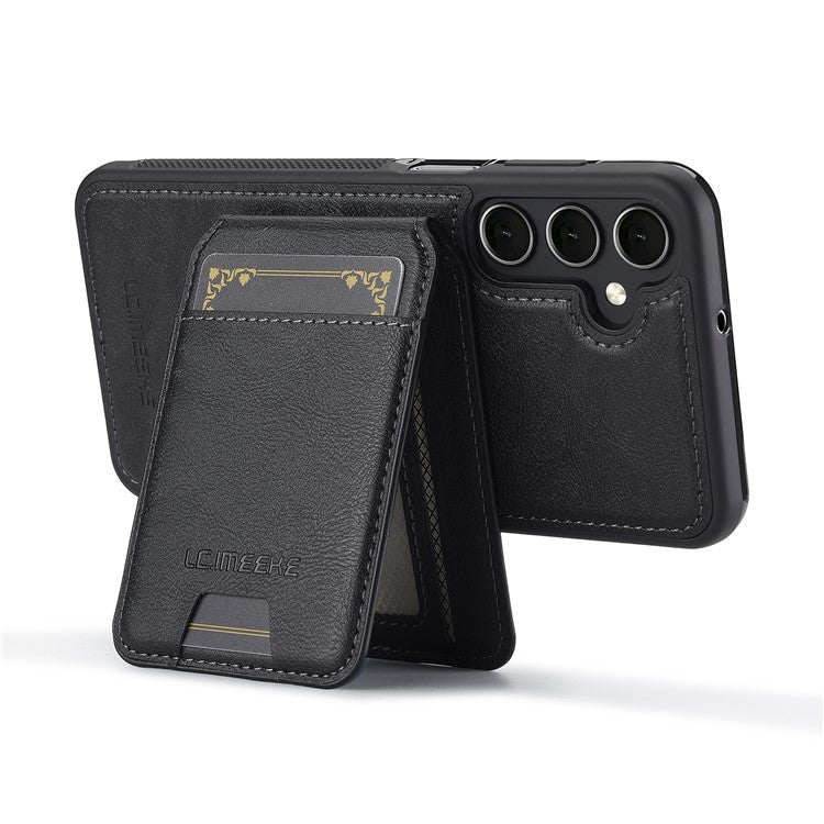 LC.IMEEKE L3 For Samsung Galaxy A16 4G / 5G Magnetic Case Detachable Card Holder Leather+TPU Mobile Cover - Black